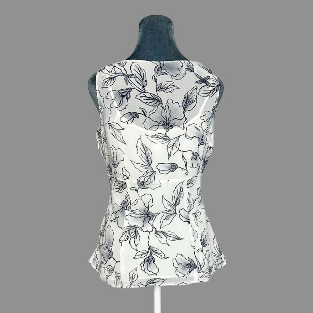 Ann Taylor LOFT sheer white chiffon floral empire waist tank top layered cami 6 - Picture 3 of 8